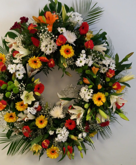 Corona Naranja Funeraria para Difuntos